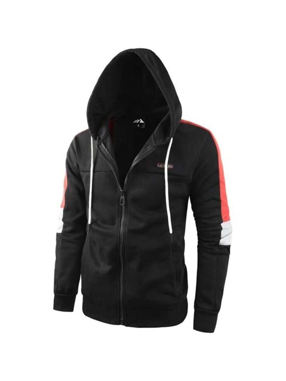 Men Full Zip Hoodie Color Block Lightweight Fleece Sweatshirt Long Sleeve Warm